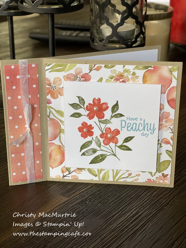 Special bookbinding card with sweet as a peach on it